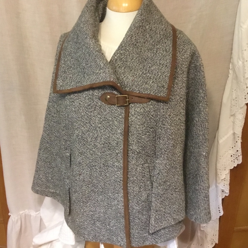 Guess Gray Cape with Brown Trim